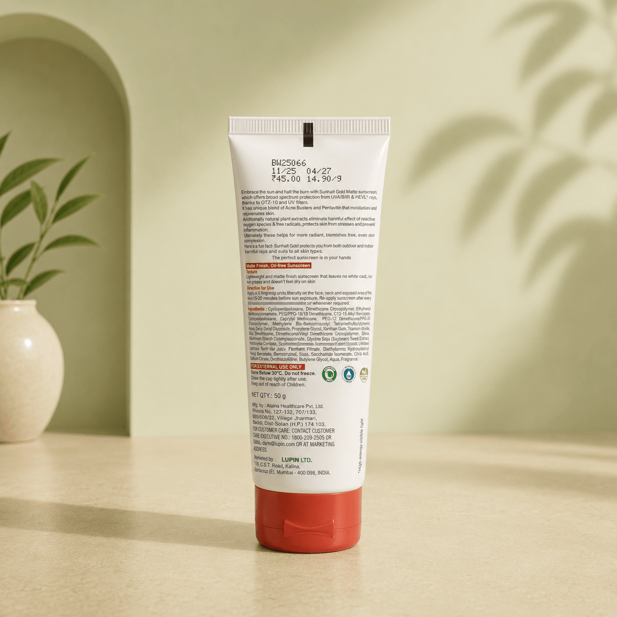 Sunhalt Gold Matte Sunscreen SPF 90 PA+++ - Cosmosentials