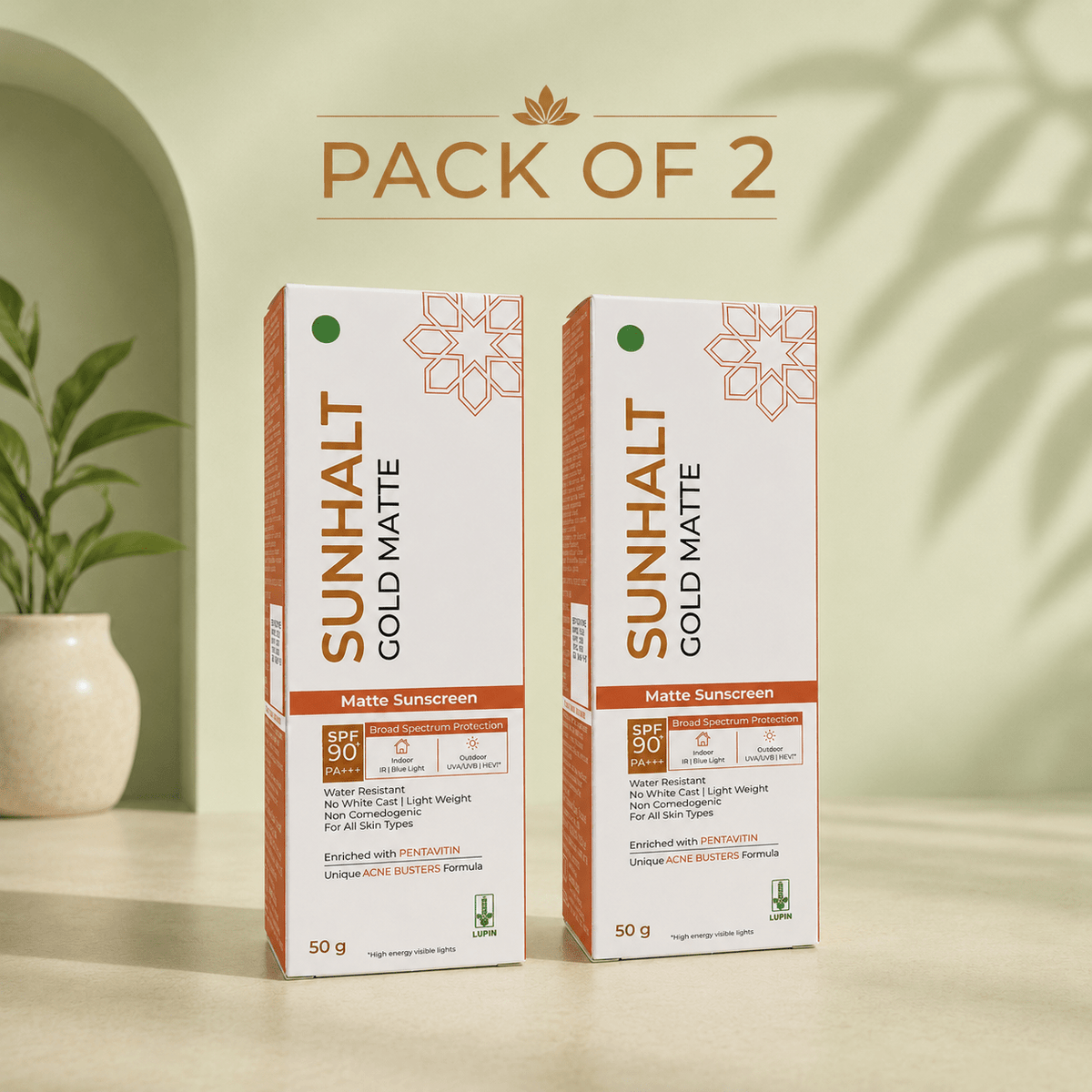 Sunhalt Gold Matte Sunscreen SPF 90 PA+++ - Cosmosentials