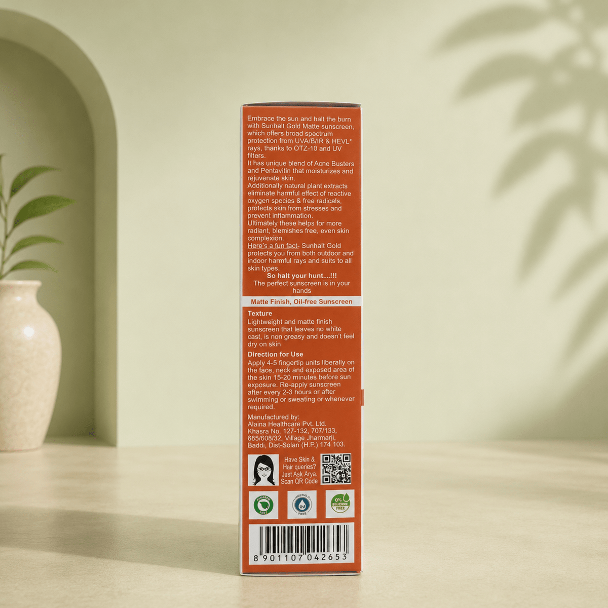 Sunhalt Gold Matte Sunscreen SPF 90 PA+++ - Cosmosentials