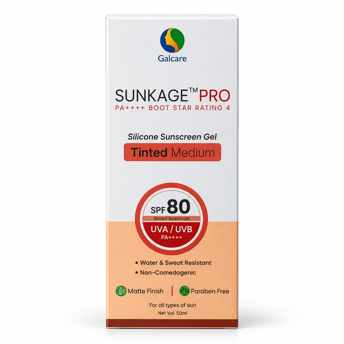 Sunkage Pro SPF 80 Tinted Medium Silicone Sunscreen Gel - Cosmosentials