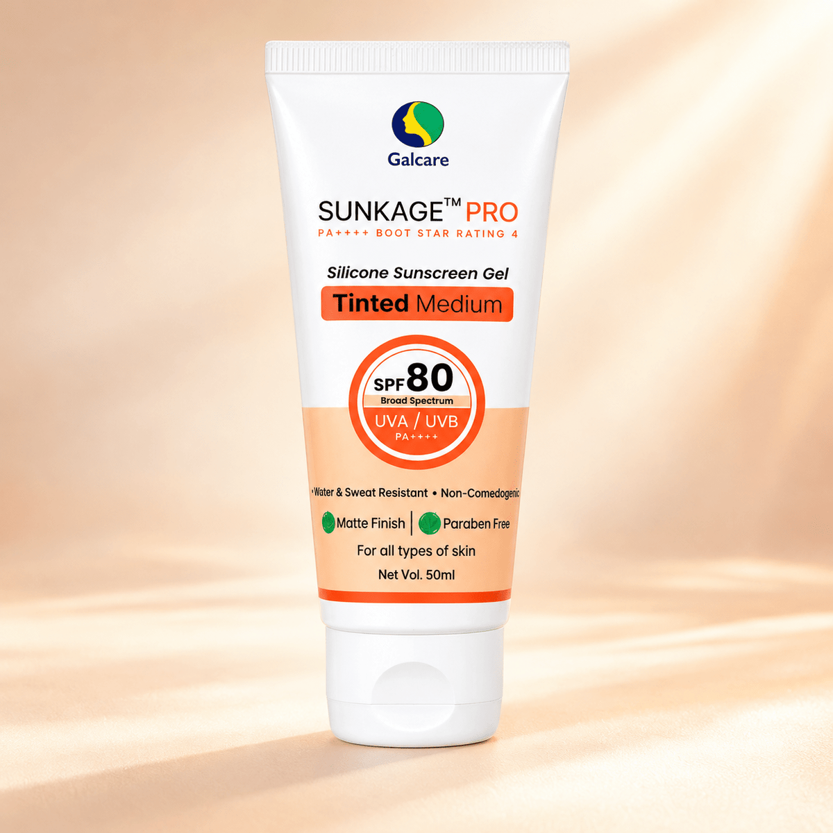 Sunkage Pro SPF 80 Tinted Medium Silicone Sunscreen Gel - Cosmosentials