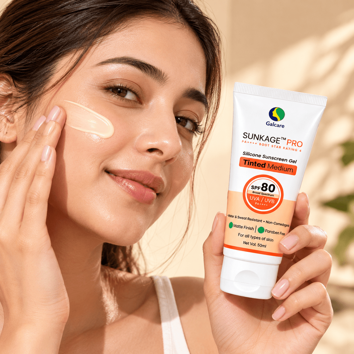 Sunkage Pro SPF 80 Tinted Medium Silicone Sunscreen Gel - Cosmosentials