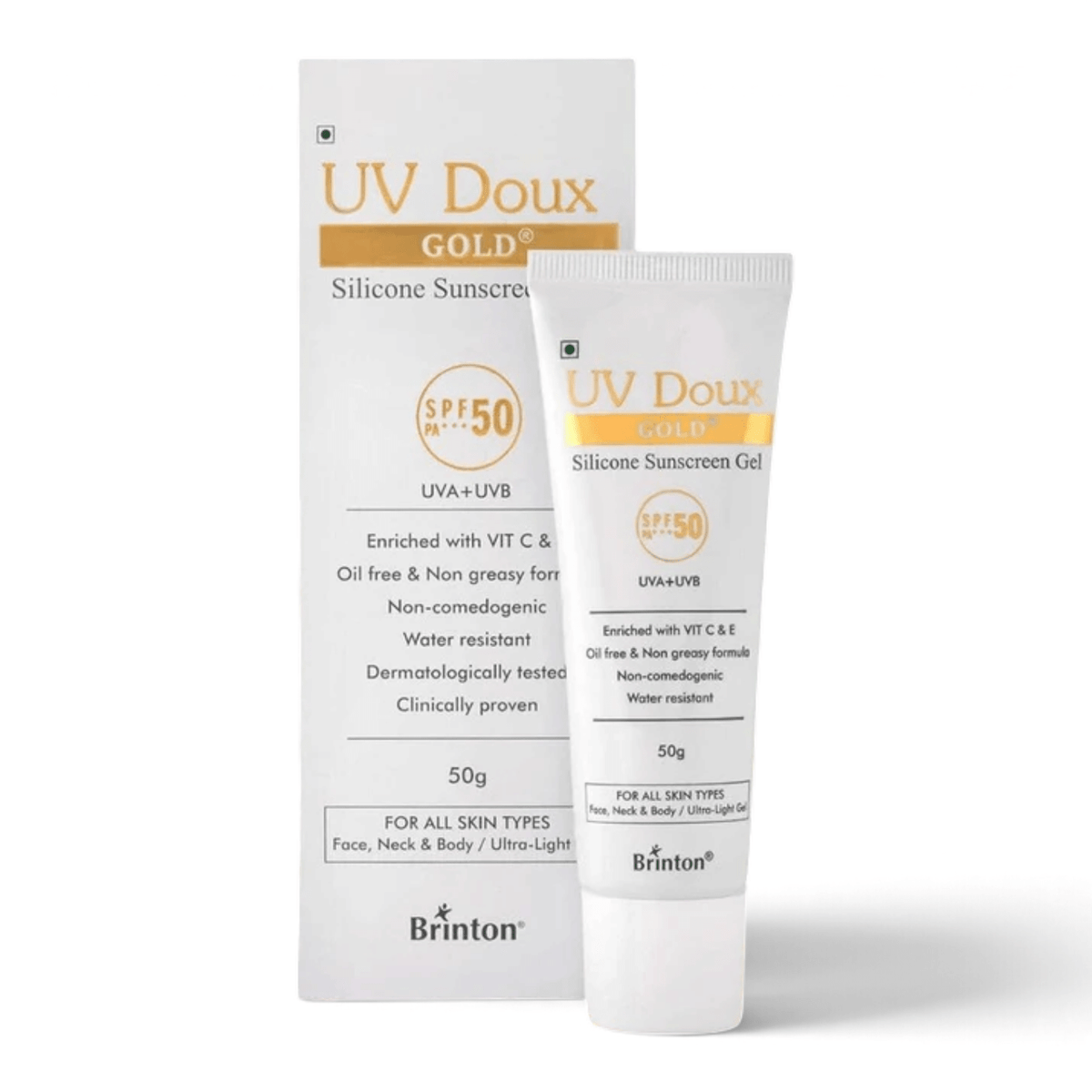 UV Doux Gold Silicone Sunscreen Gel SPF 50 PA+++ - Cosmosentials