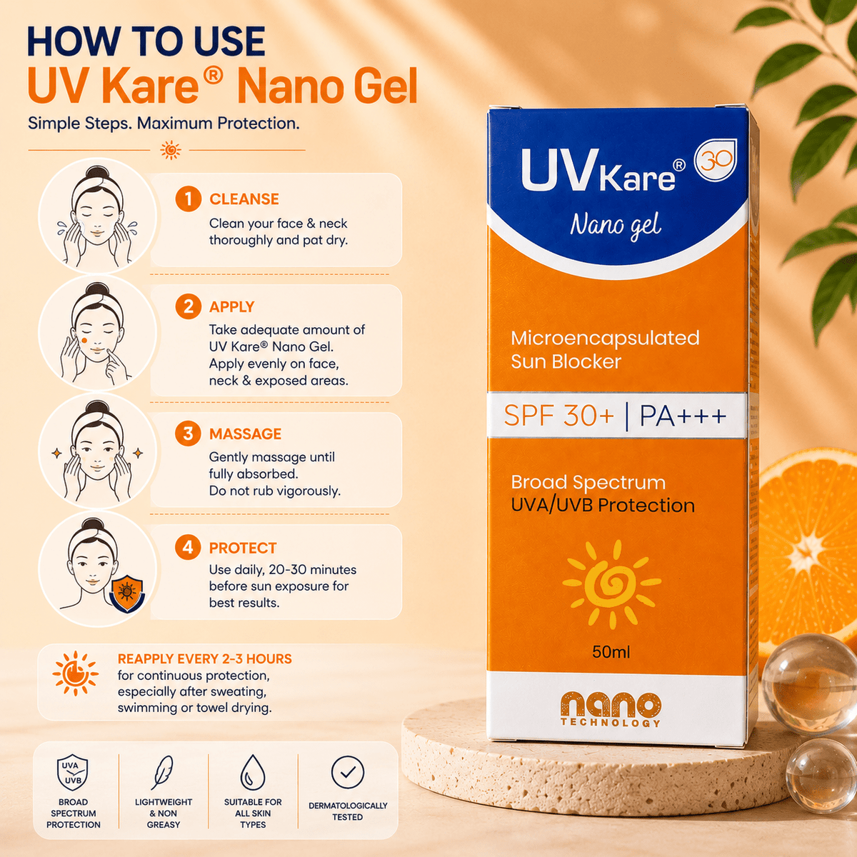 UV Kare Nano Gel SPF 30+ PA+++ - Cosmosentials
