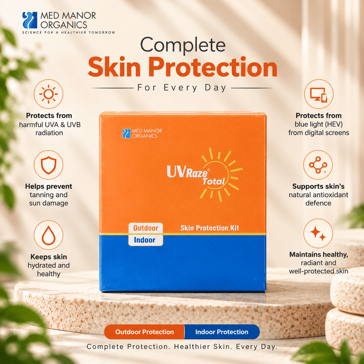 UV Raze Total Outdoor & Indoor Skin Protection Kit 100 ml - Cosmosentials