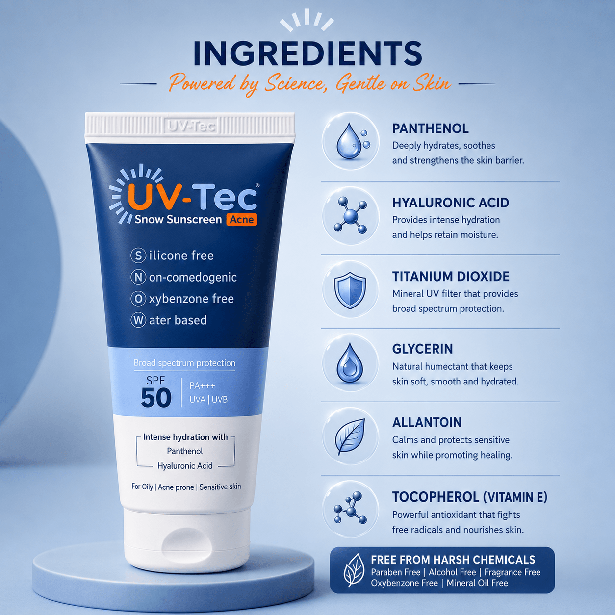 UV - Tec Snow Sunscreen Acne SPF 50 PA+++ - Cosmosentials
