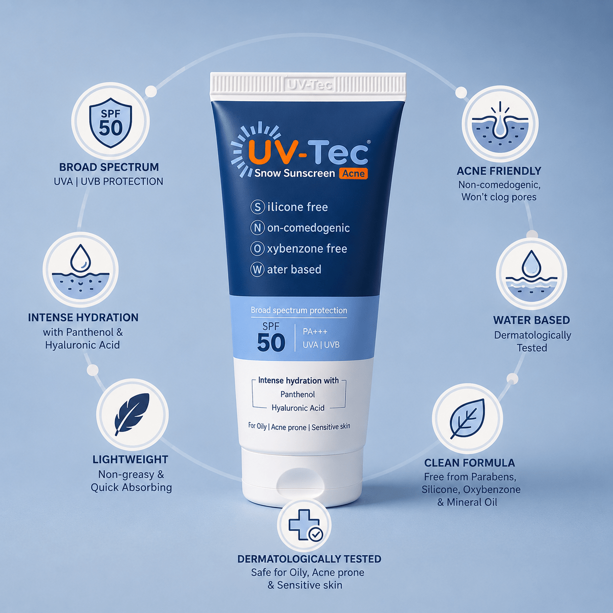 UV - Tec Snow Sunscreen Acne SPF 50 PA+++ - Cosmosentials