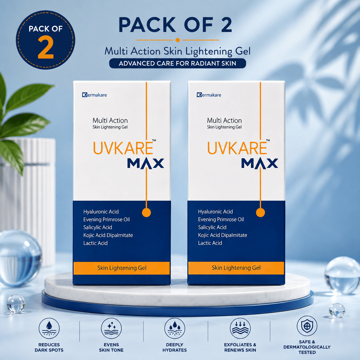UVKARE MAX Multi Action Skin Lightening Gel - Cosmosentials