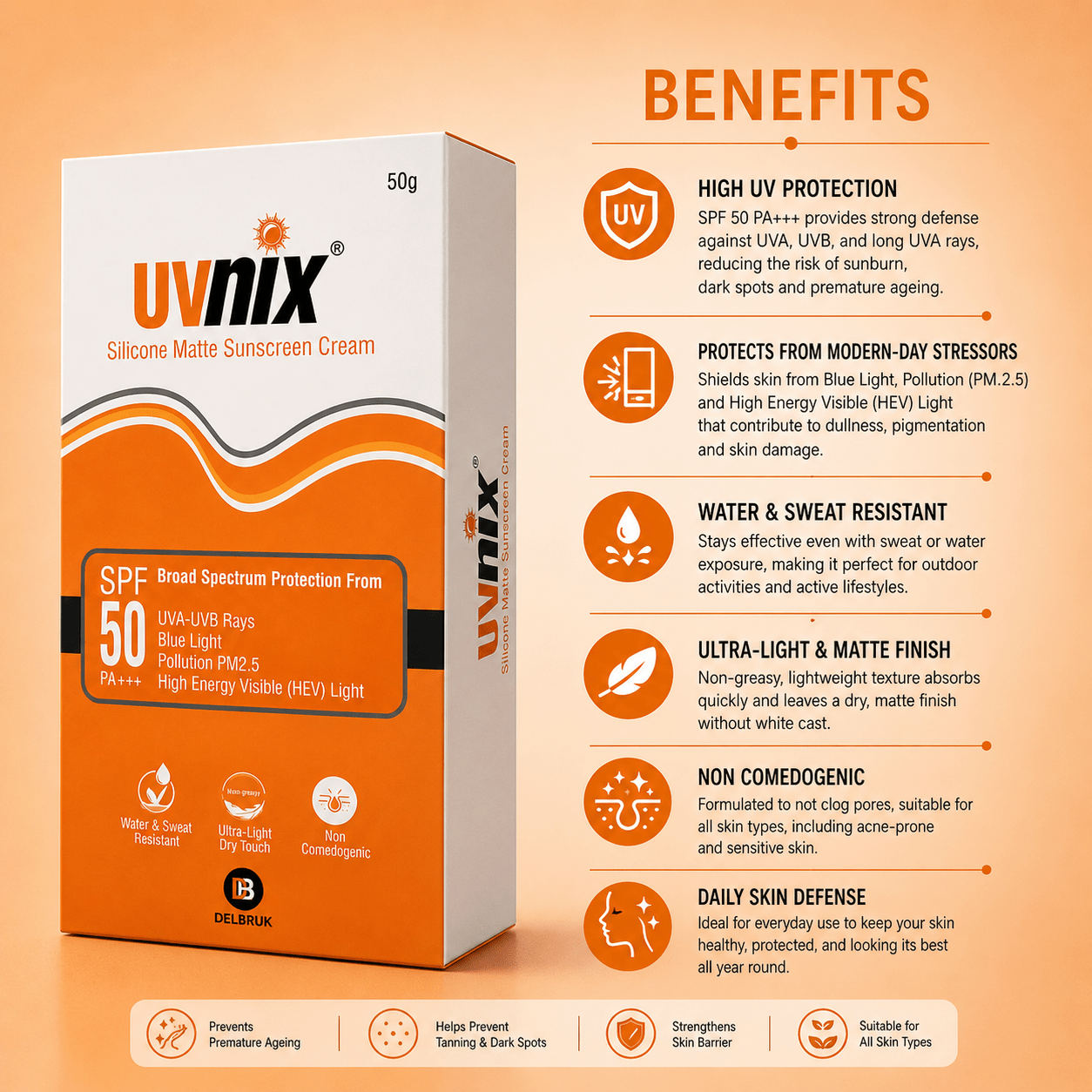 Uvnix SPF 50 Pa+++ Suncreen Cream - Cosmosentials