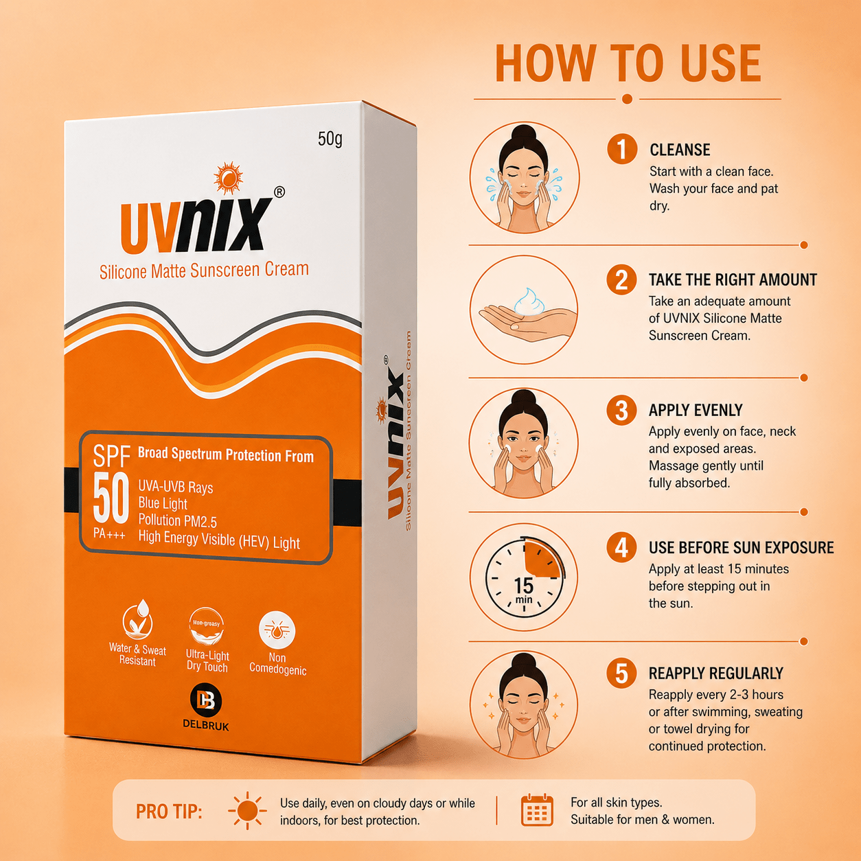 Uvnix SPF 50 Pa+++ Suncreen Cream - Cosmosentials