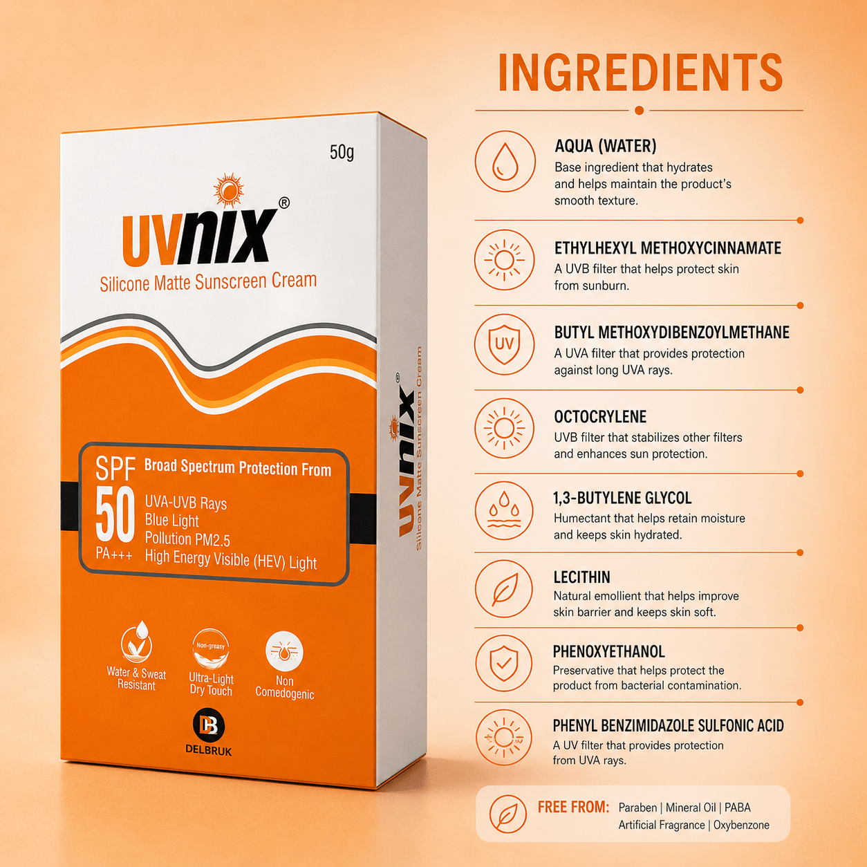 Uvnix SPF 50 Pa+++ Suncreen Cream - Cosmosentials