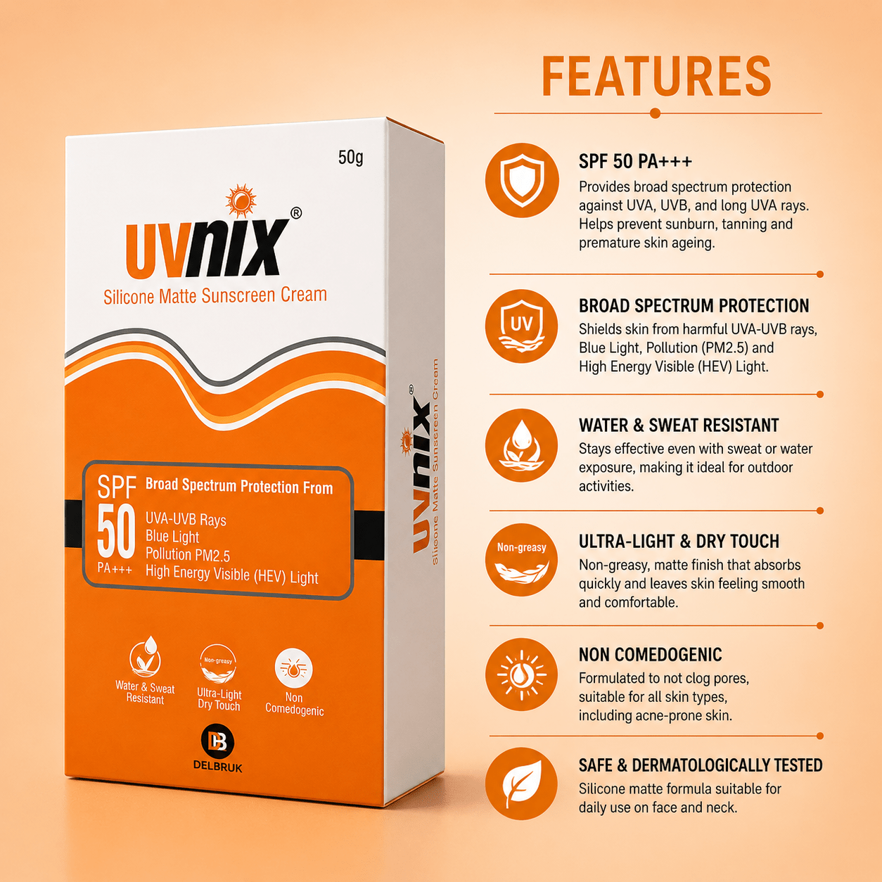 Uvnix SPF 50 Pa+++ Suncreen Cream - Cosmosentials
