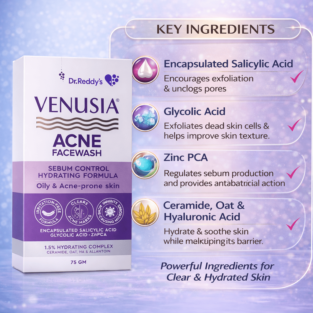 Venusia Acne Facewash (75g) - Cosmosentials
