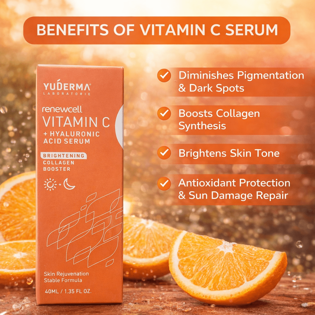 Yuderma Renewcell Vitamin C + Hyaluronic Acid Serum - Cosmosentials